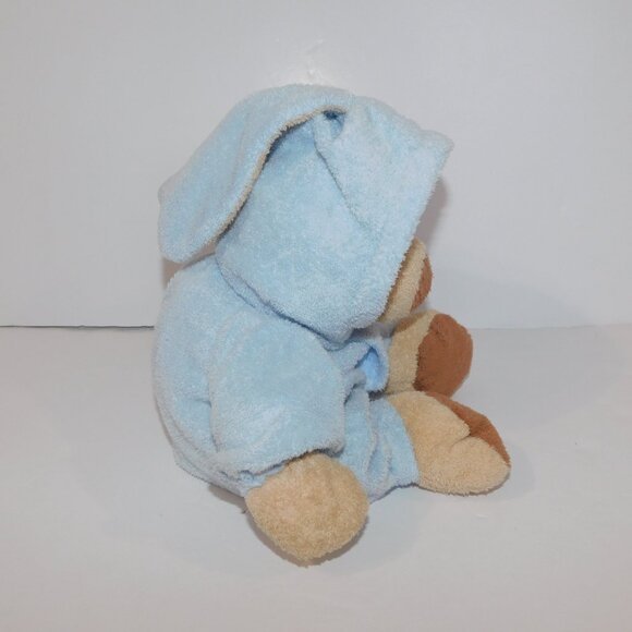 2007 Ty Pluffies 12" Plush Tan Bear in Blue non Removable bunny Pjs Love Baby - Picture 7 of 8